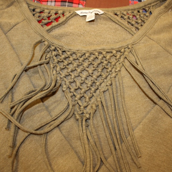 Forest Green Fringe Knot Off the Shoulder Pullover - Picture 6 of 6